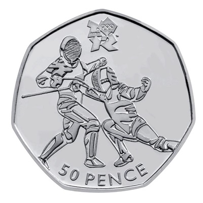 2011 Silver 50p - London 2012 Sports Collection - FENCING